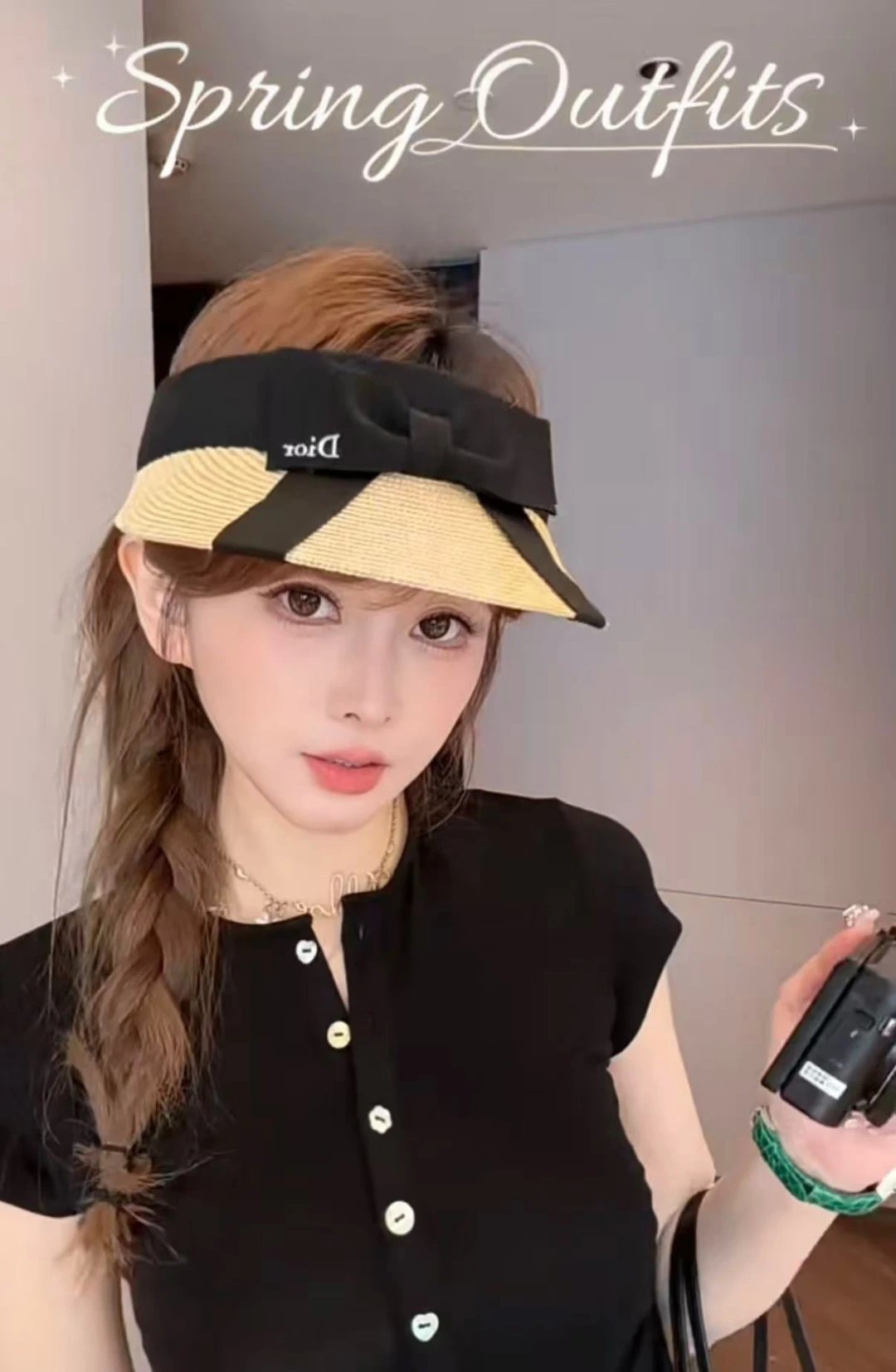 Dior迪奥2026款麦秆草蝴蝶空顶帽，头围57cm