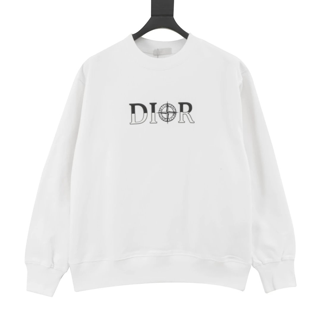Dior x Stone Island 25FW 迪奥石头岛联名圆领卫衣 480g高级精梳棉面料 专柜领标 代购级白色厚板吊牌 原版吊粒 前后都是立体发泡印花 层次感很强 男女同款 情侣款 overs