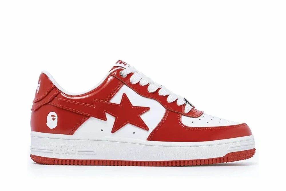 A Bathing Ape Bape Sta Charol Blanco Rojo