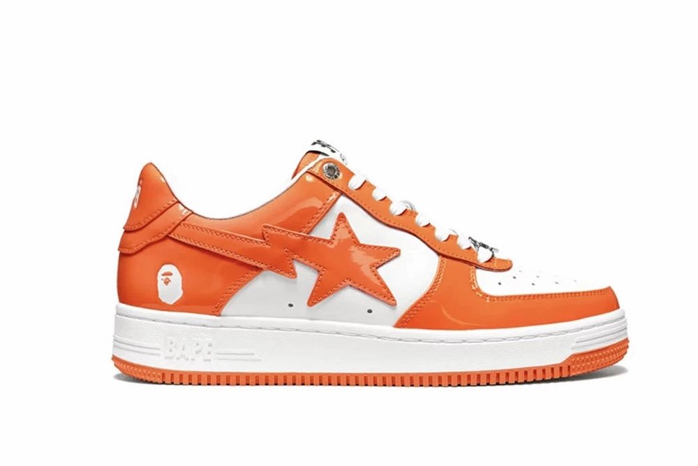 A Bathing Ape Bape STA Orange White Sneakers