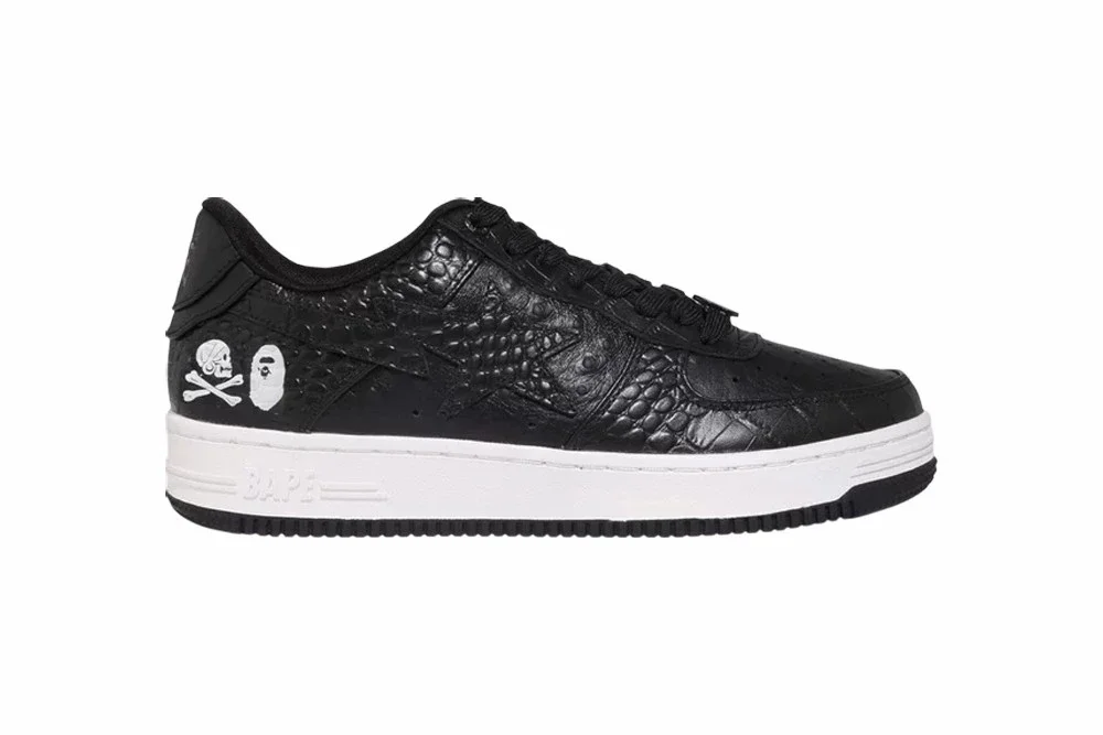 Neighborhood x Bapesta Black Crocodile Ostrich