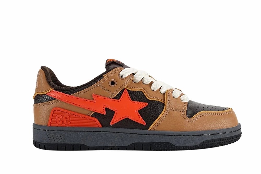A Bathing Ape Bape STA Brown Orange Sneakers