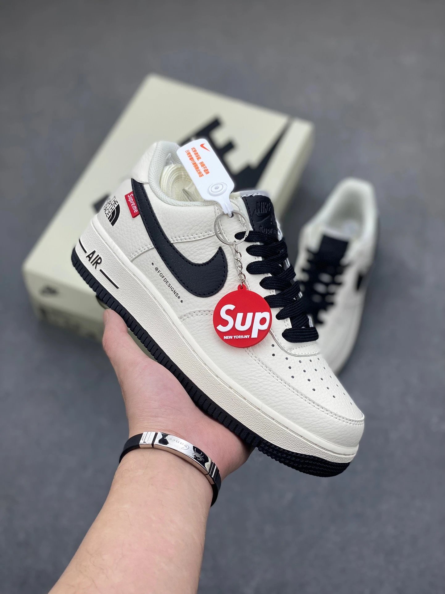 海外限量发售 公司级 supreme×北面The North face×NIke Air Force 1 Low 黑色 空军一号低帮休闲板鞋 原楦头原纸板 纯正空军版型 内置全掌气垫 原盒配件 原厂中