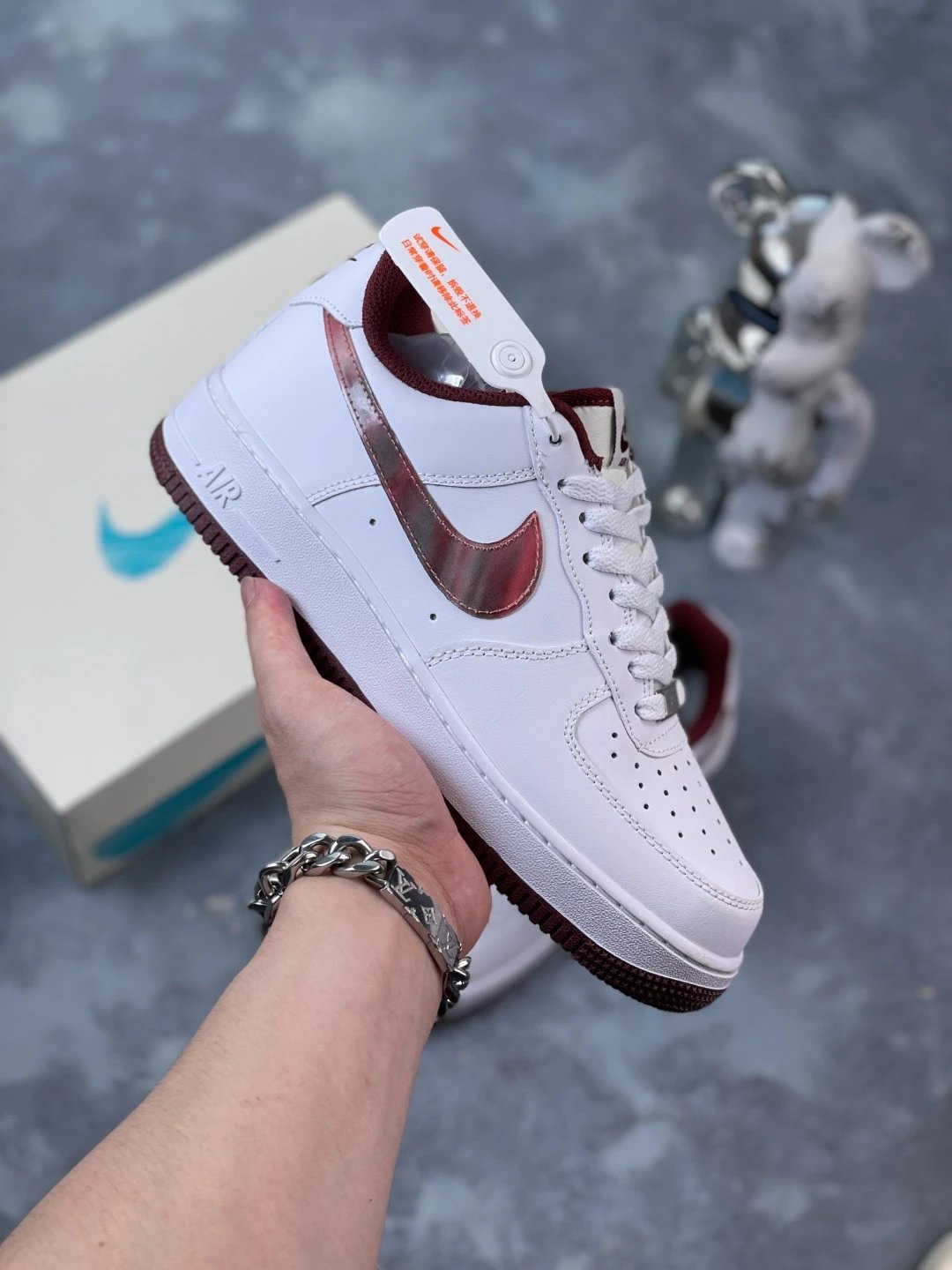 特价海外限量发售！公司级nike air force 1 07 low “镜面酒红”空军一号 低帮 运动鞋 休闲鞋 折边针车 工艺难度大 原楦头原纸板 原装鞋盒 定制五金配件 内置全掌气垫 原厂鞋底