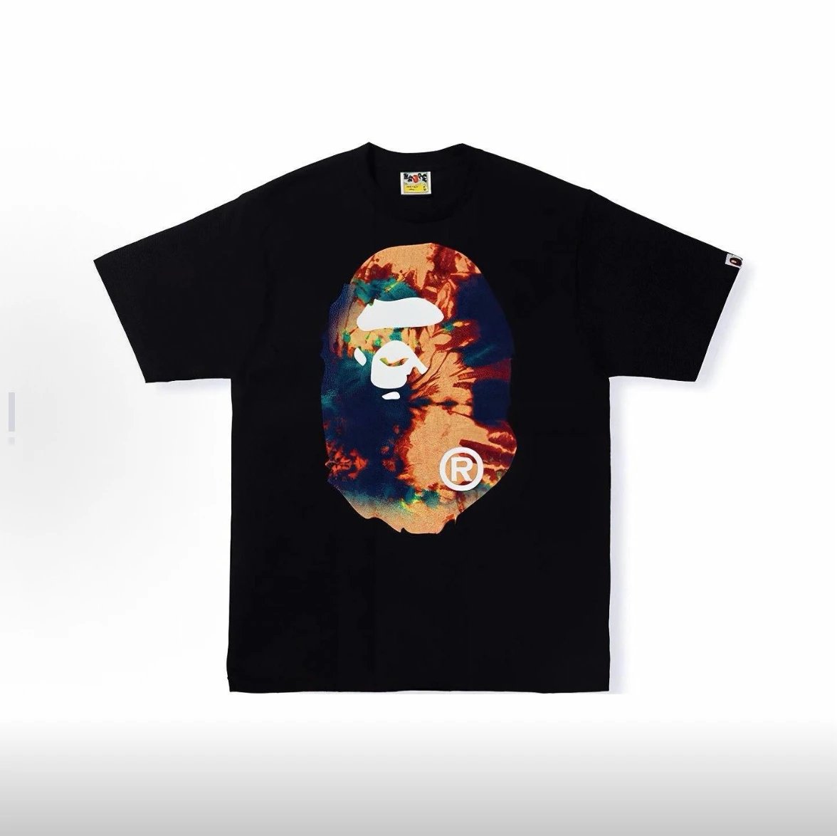 ，001370款A BATHING APE Tie Dye Big Ape Head 大猿人扎染印花短袖T恤 男女同款 码数smlxlxxl 黑棕，白棕，黑蓝，