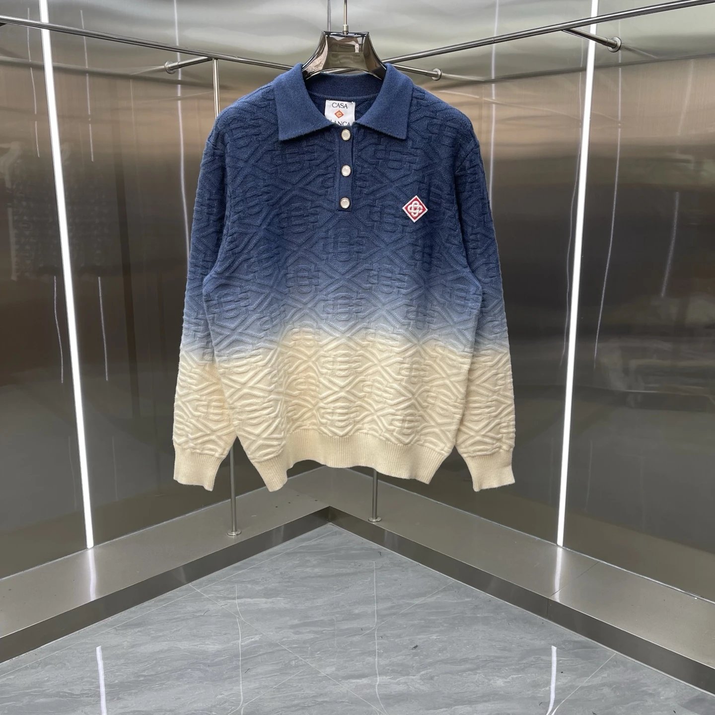 新款Casablanca卡萨布兰卡长袖POLO翻领毛衣 采用高定面料织制，扎染工艺，不缩水不退色