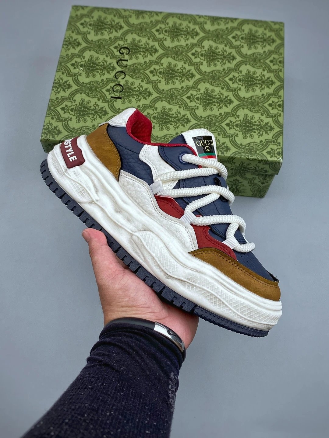 本地自取 支持放店 Gucci 轻奢单品鞋 广东品质原厂 高奢古驰Gucci Screener GG High-Top Sneaker休闲潮鞋系列