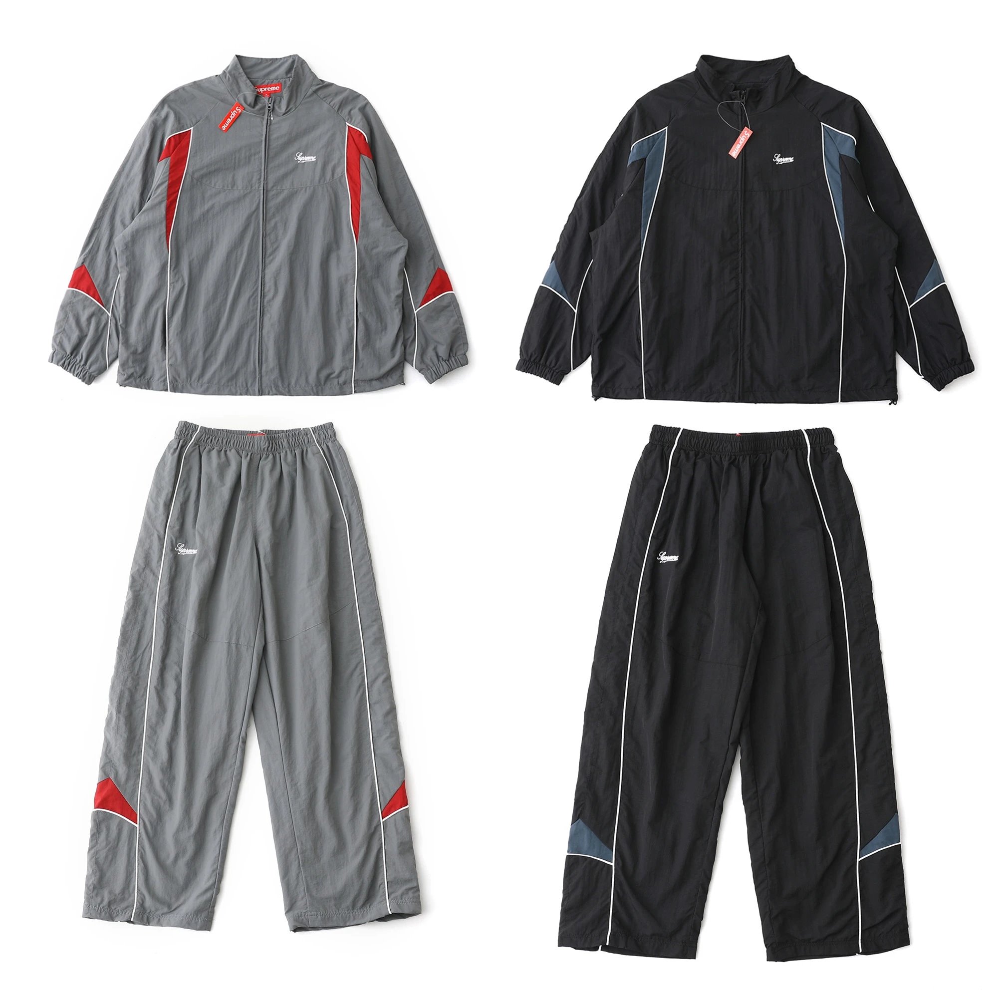 包邮 单裤子 原厂品质 Supreme 26FW Contrast Piping Track Jacket 撞色拼接解构设计休闲运动休闲长裤 男女同款 立领拉链版型+撞色拼接线条，利落剪裁勾勒运动轮廓