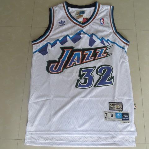 NBA Jazz Karl Malone jersey, size 32 basketball jersey, Big Snow Mountain retro white