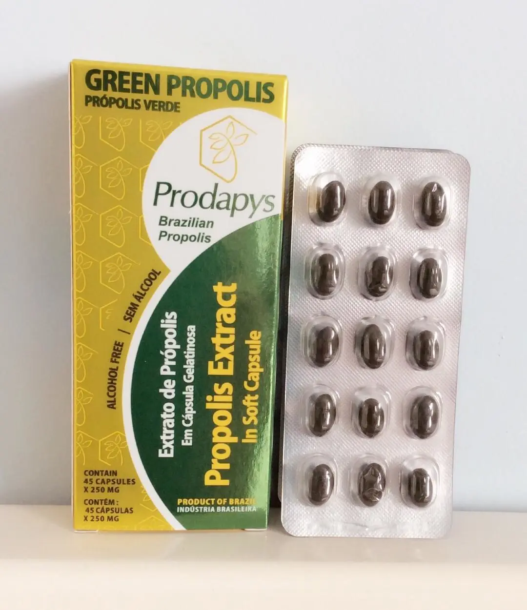 巴西绿蜂胶fang 三高 功效好 巴西著名蜂产品prodapys 天然绿蜂胶㬵囊
