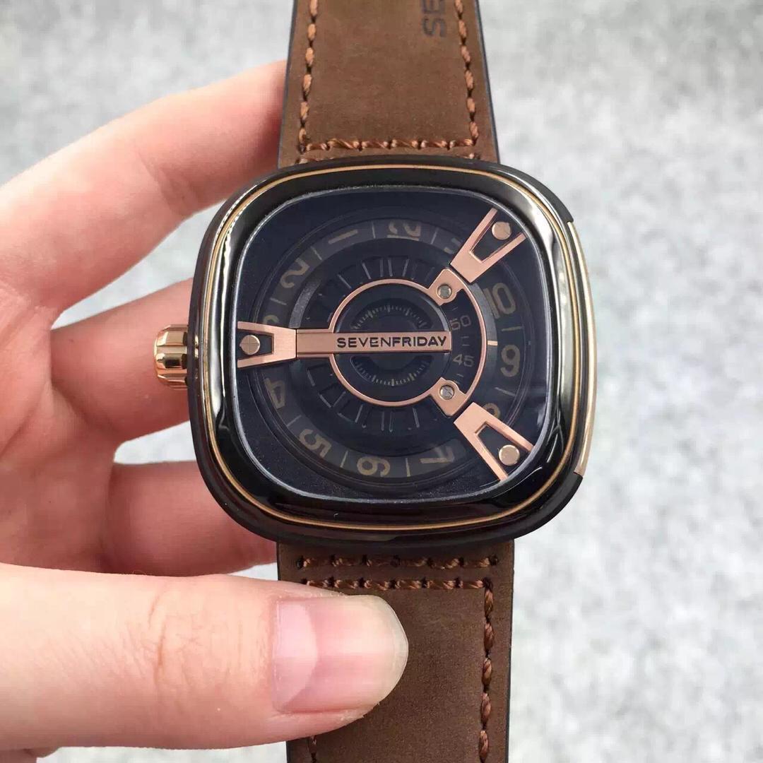 完美版sevenfriday m2-02机械男表,原版开模1:1,底盖蚀刻,圈口,皮带
