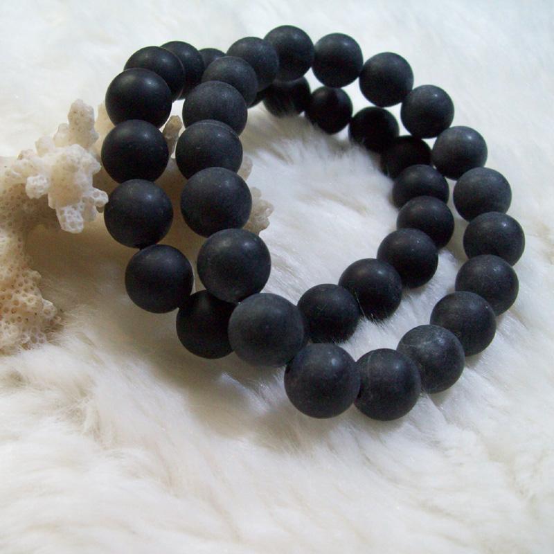 寻石记 独家订制 纯天然砭石手链  磁场手链 保护关节 黑色手链