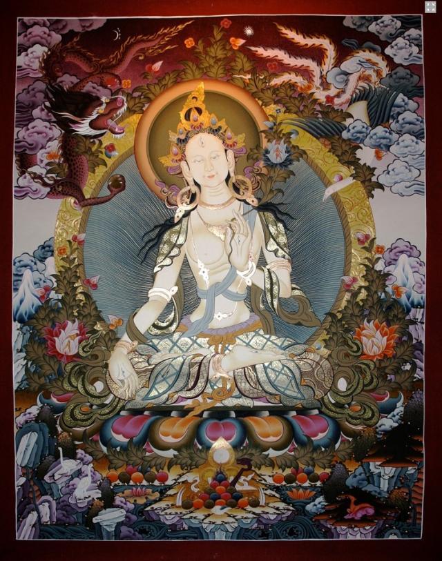 尼泊尔直邮唐卡-白度母,纯手绘佛像画,秒杀西藏云南旅游区唐卡
