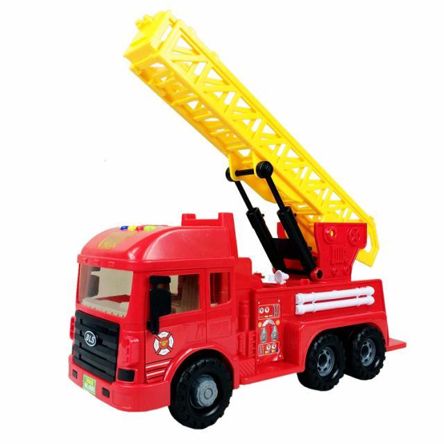 新款 宝乐星耐摔 音乐故事诗歌惯性 消防云梯工程车 儿童玩具6885