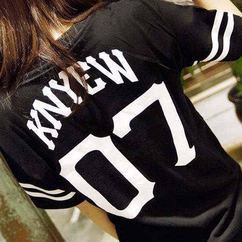 包邮2014新款春装夏装韩版个性07数字印花男士t恤女士t恤情侣装