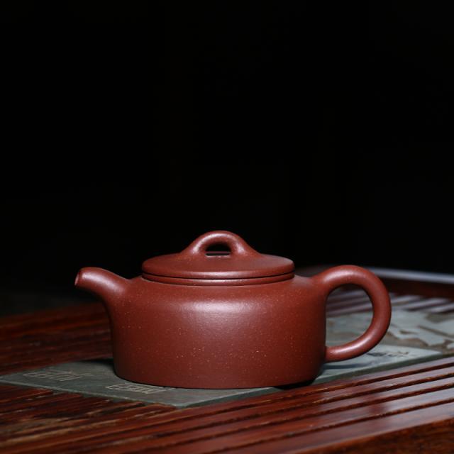 宜兴紫砂壶原矿紫砂平盖井栏壶