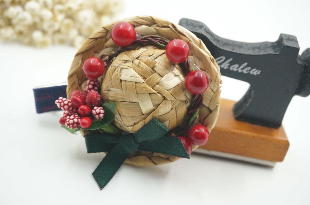 hers定制 手工头饰发饰森女草帽浆果边夹发夹文艺创意独特