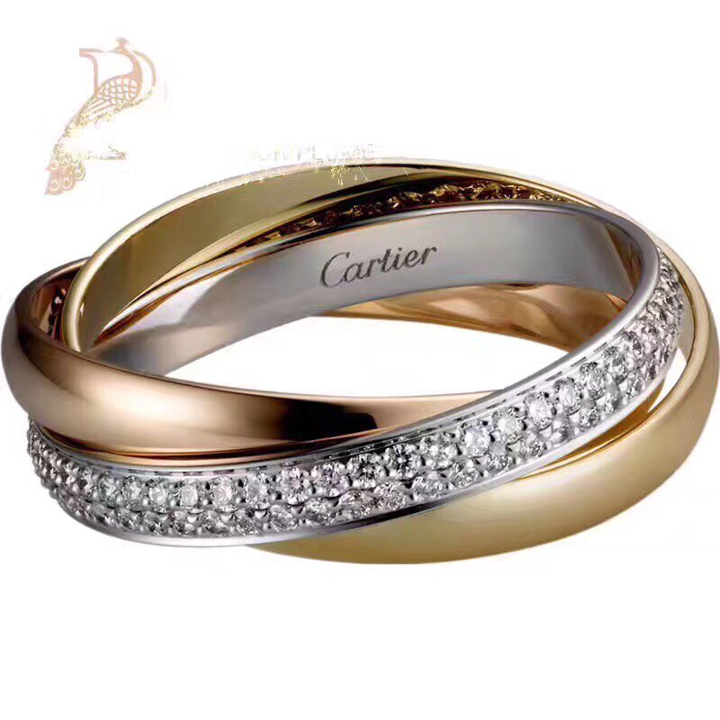 2017春季银饰新款到—— c家卡地亚trinity系列经典款小号三色金指环
