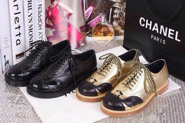 chanel 2014新款金色五星厚底松糕鞋