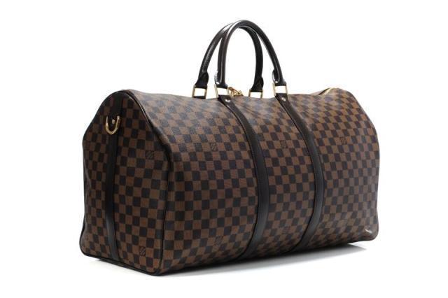 Coffee Grid Travel Bag Keepall Shoulder Tote Crossbody Travel Bag N41414 M41414