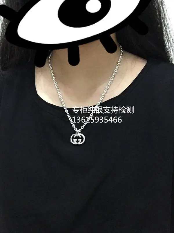 Gucci古奇925纯银互扣式双g项链厂家直销欧美饰品外贸正版单孔双孔情侣链 Gucci古奇925纯银互扣式双g项链厂家直销欧美饰品外贸正版单孔双孔情侣链