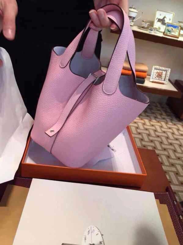 意大利代购爱马仕粉色小水桶 18c 16500