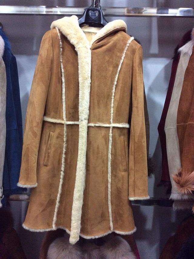 女士皮草外套新款2014中长款托斯卡纳皮毛一体女大衣羊皮狐狸毛外套