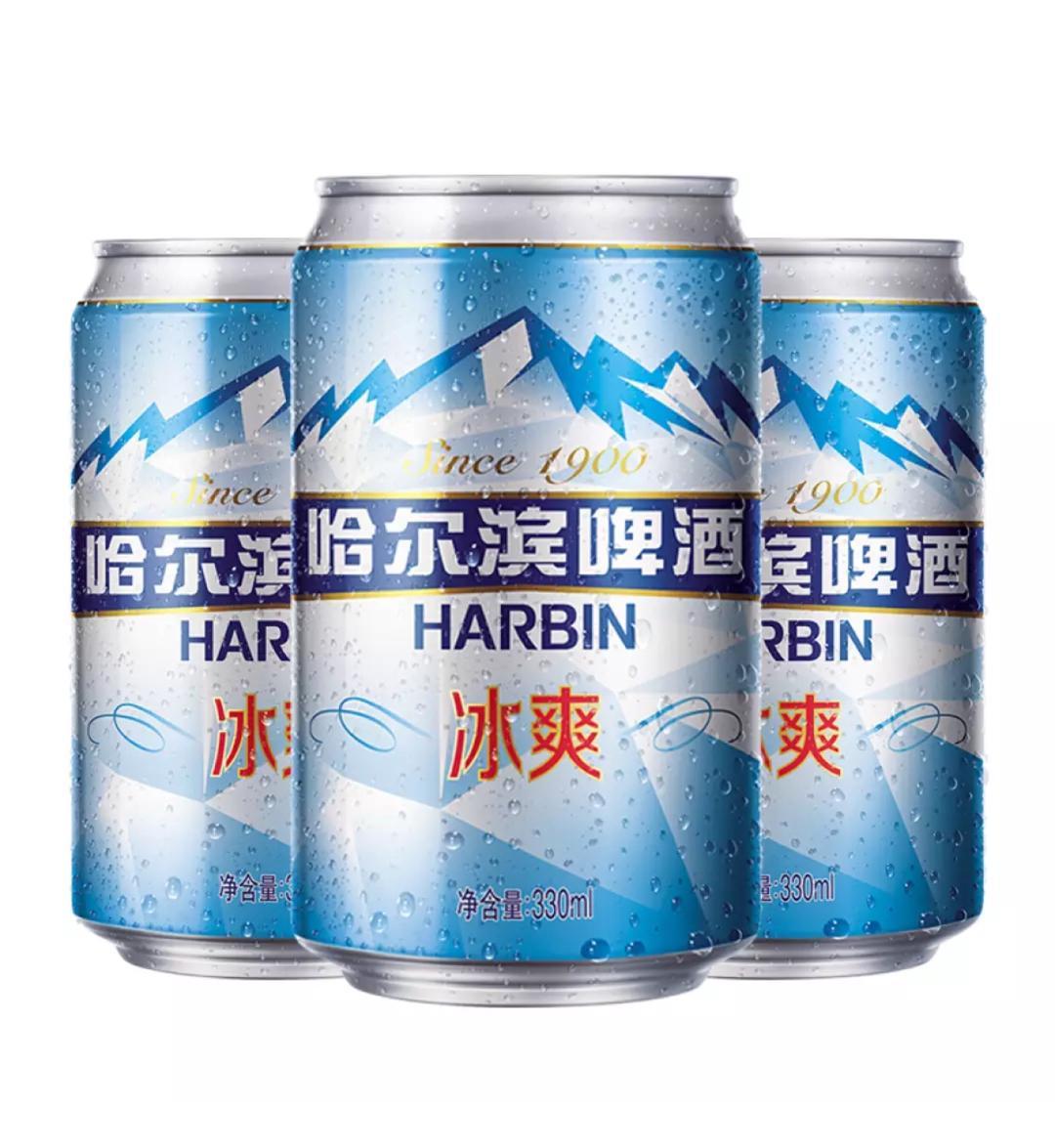 哈尔滨冰爽啤酒听装(300mlx24罐)整箱装