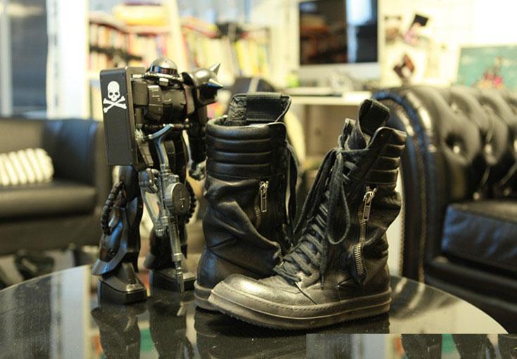 Rick Owens Men's Mid-Top Boots Dark Exclusive Original Italian Leather Julius Authentic Limited Edition