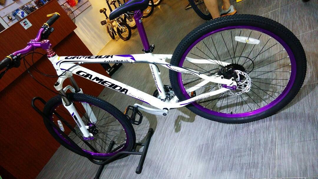 铝肩可锁死前叉 速别:24速 车把:铝合金车把管 变速:shimano sl-m310