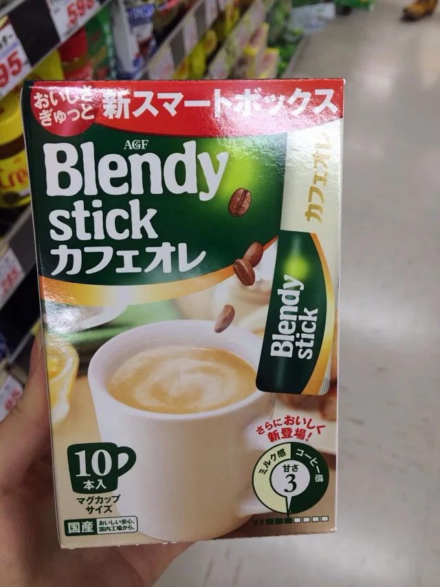 日本代购 Agf Blendy Stick牛奶咖啡卡路里减半低脂 原味10条装