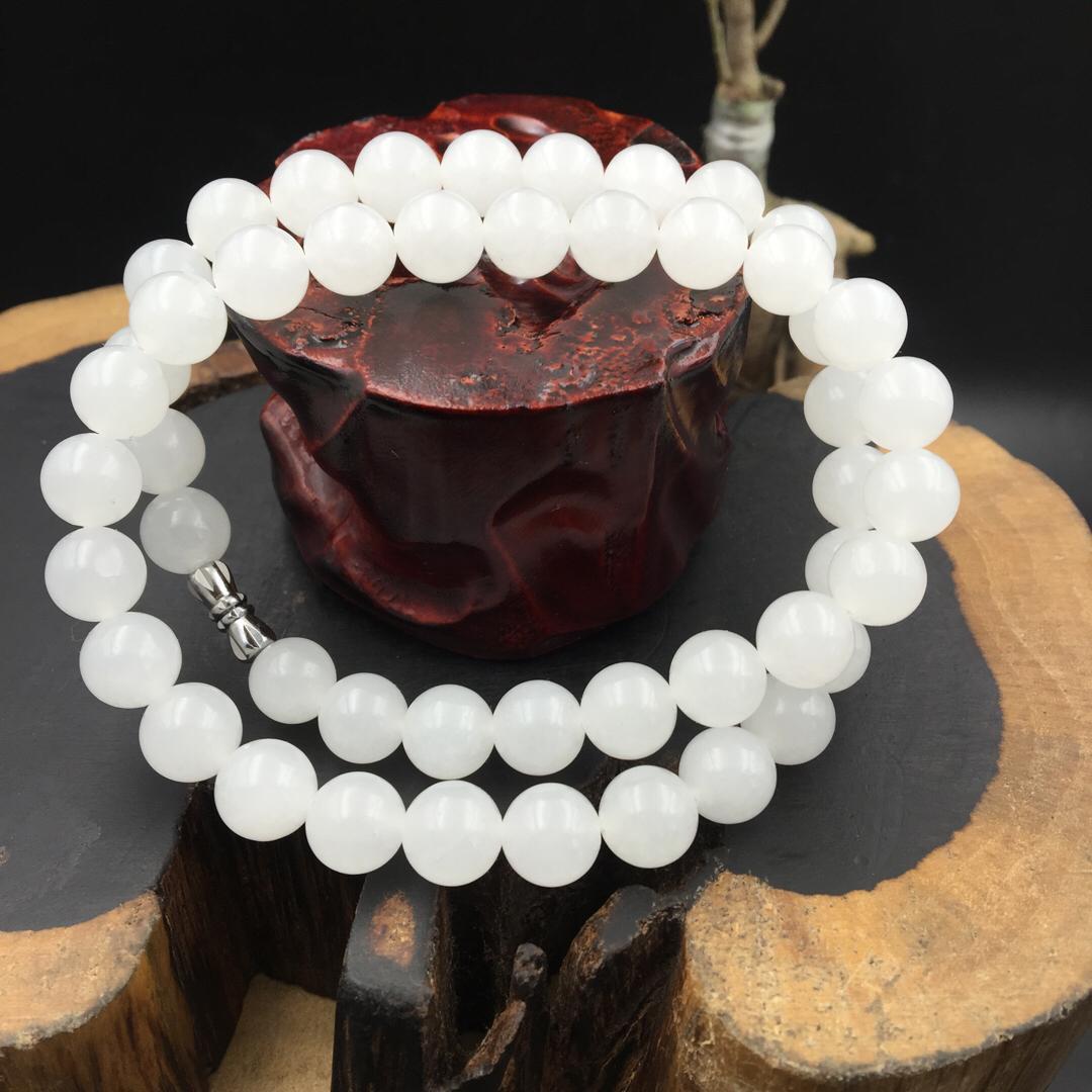 和田玉青海料一级白玉项链