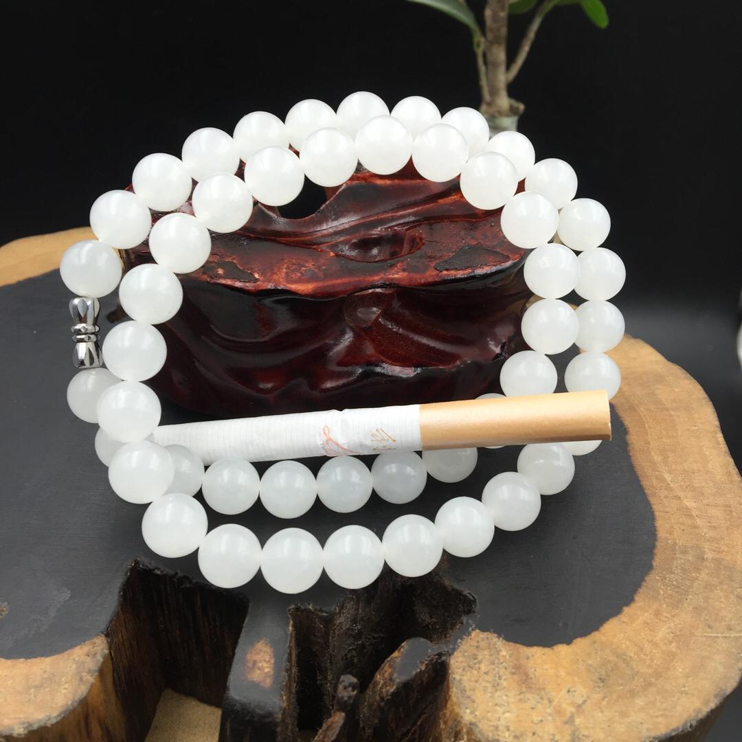 和田玉青海料一级白玉项链