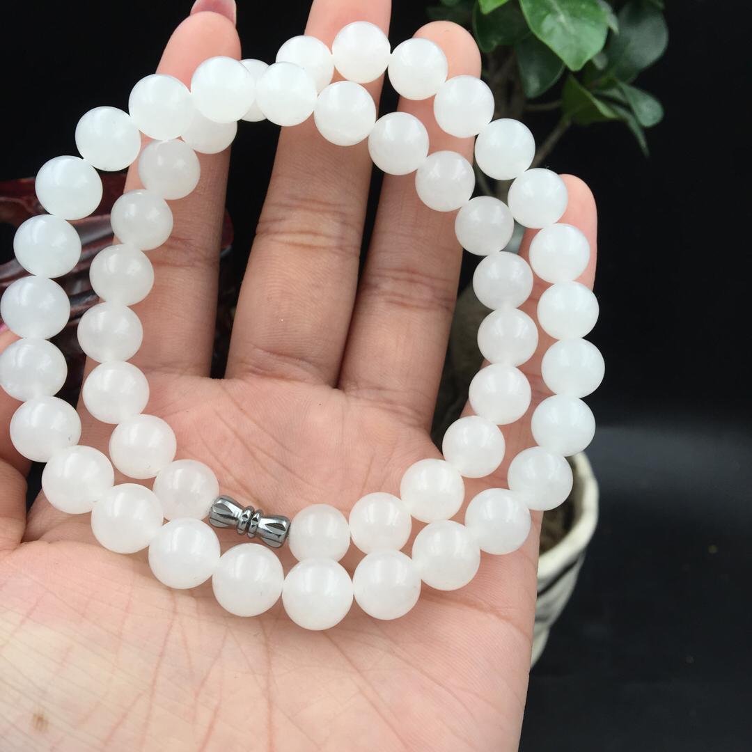 和田玉青海料一级白玉项链