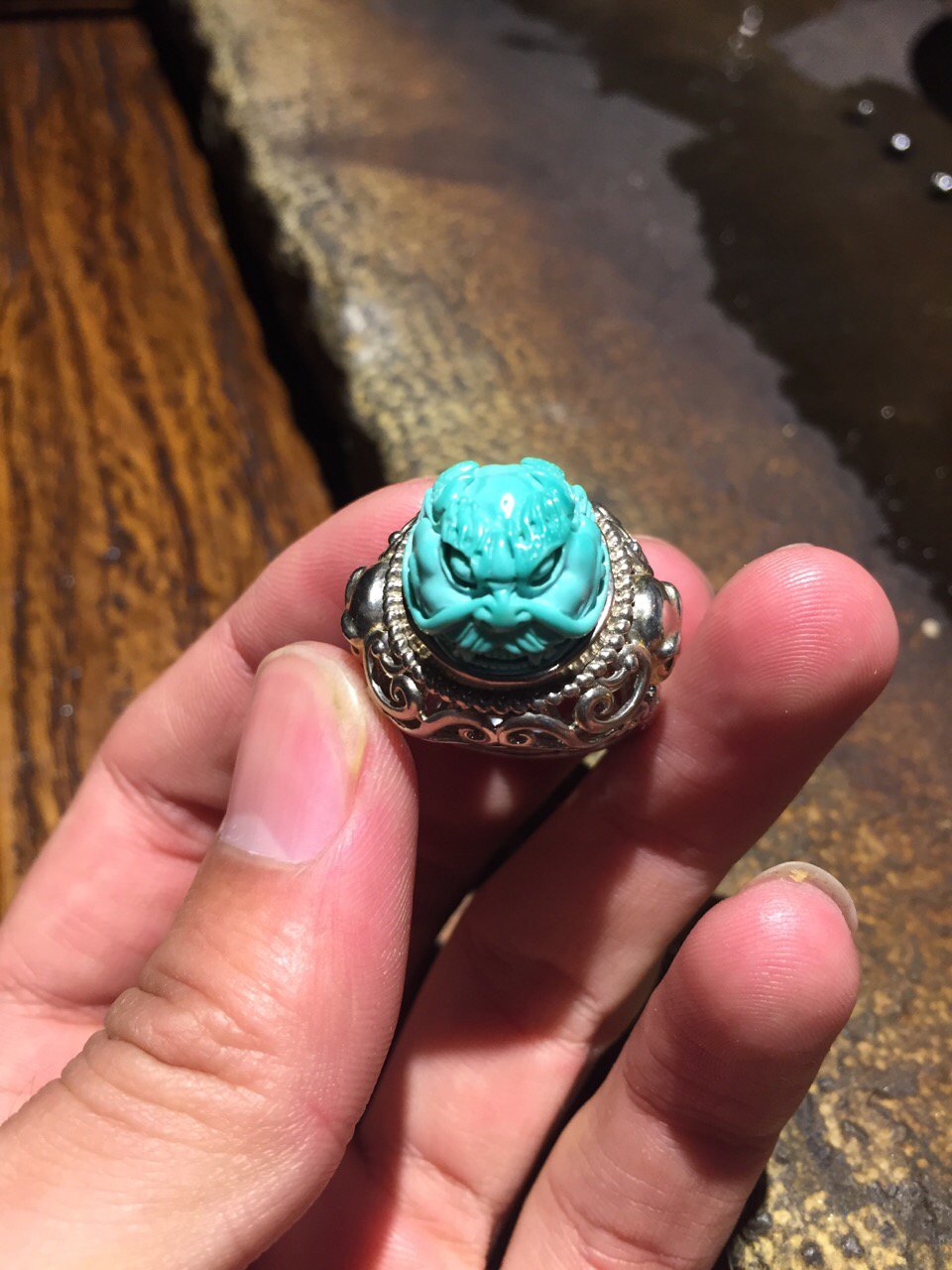 原矿绿松石龙戒