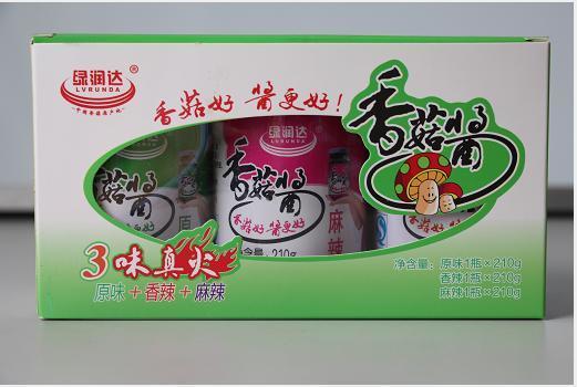 南阳西峡绿润达香菇酱三味真火原味香辣麻辣三种口味