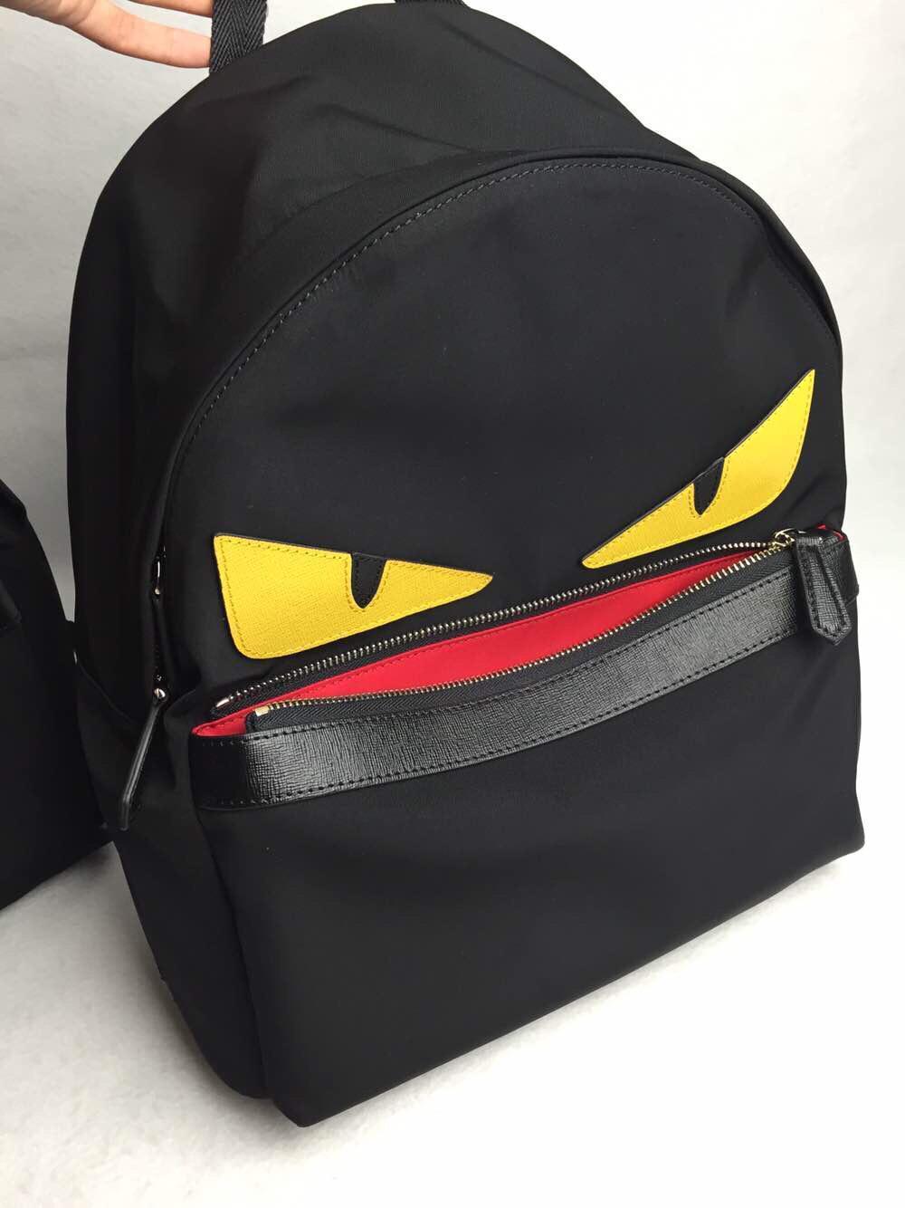 fendi /芬迪2015新款 monster 黄眼睛小怪兽双肩包自留款进口高密尼龙