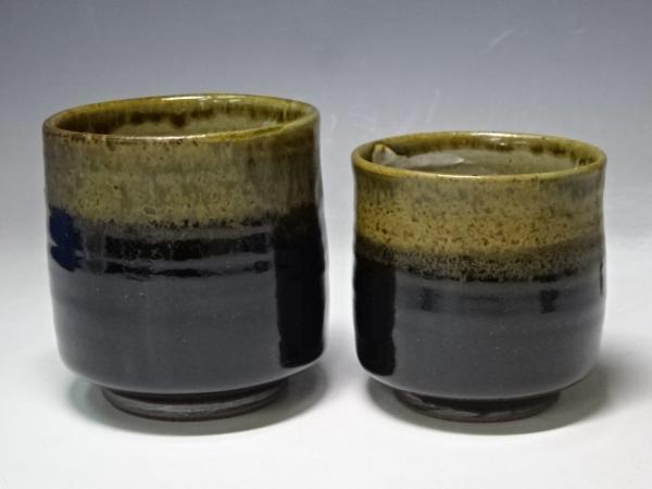 节日特价推出,日本明治期丹波烧名师市野手作夫妇茶杯一对,东京直邮