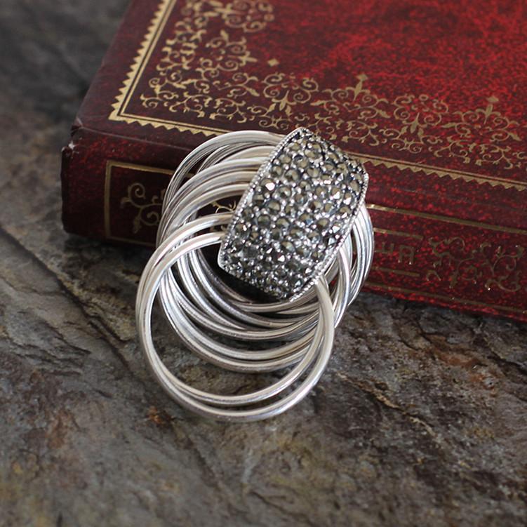 s925纯银时尚女士九连环戒指