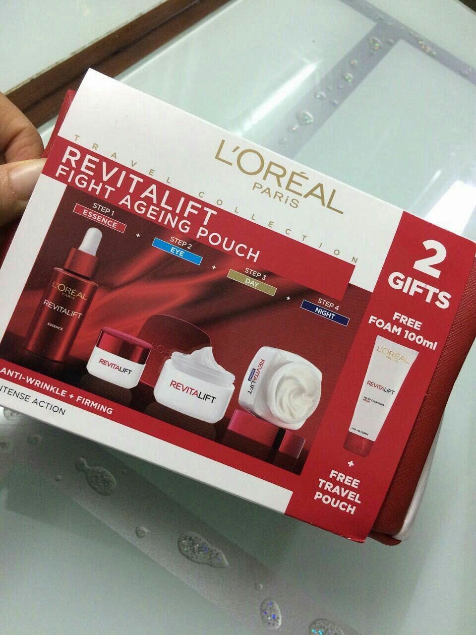 泰国代购 loreal 欧莱雅 复颜六件套日晚眼精华洁面包包 超值套装
