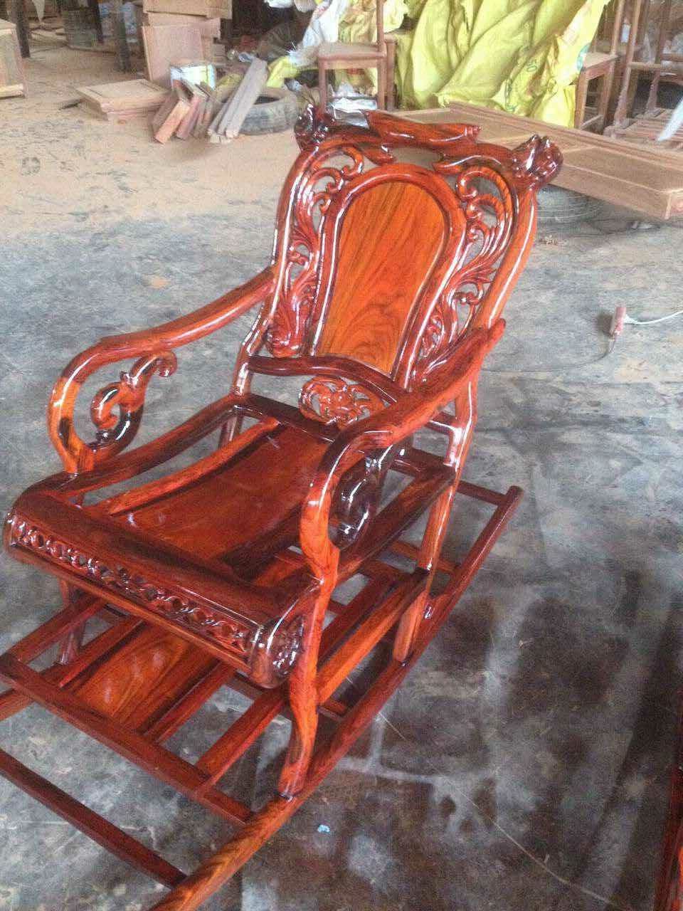 凭祥市匠心居红木家具店 交趾黄檀 老挝大红酸枝 古典 仿古 中式 躺椅 摇摇椅