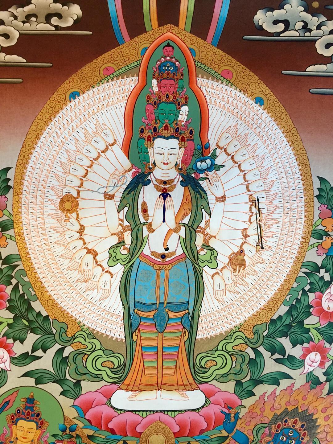西藏 手工唐卡艺术 千手观音