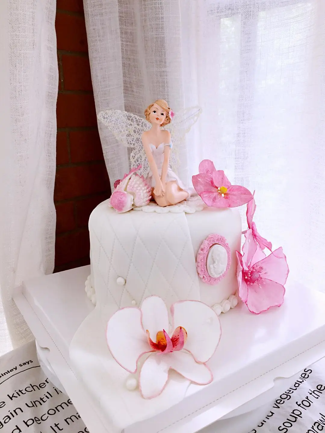 花仙子翻糖蛋糕6寸加高蔓越莓磅蛋糕巧克力馅奶酪霜封层