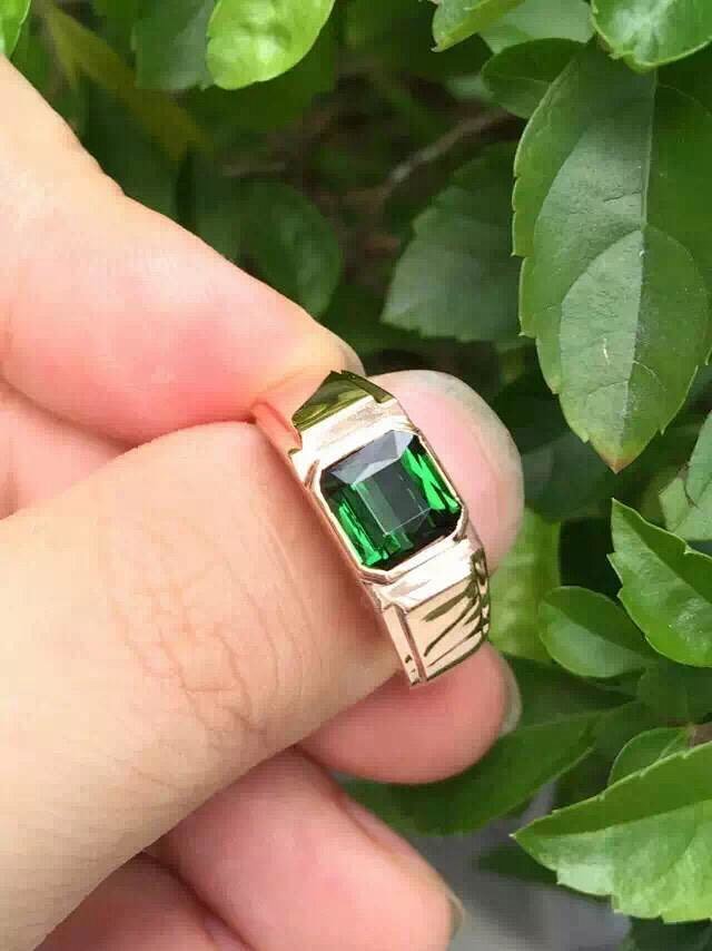 【担保顺丰包邮】18k金天然碧玺男戒,男士福利来啦碧玺规格:6.9x6.