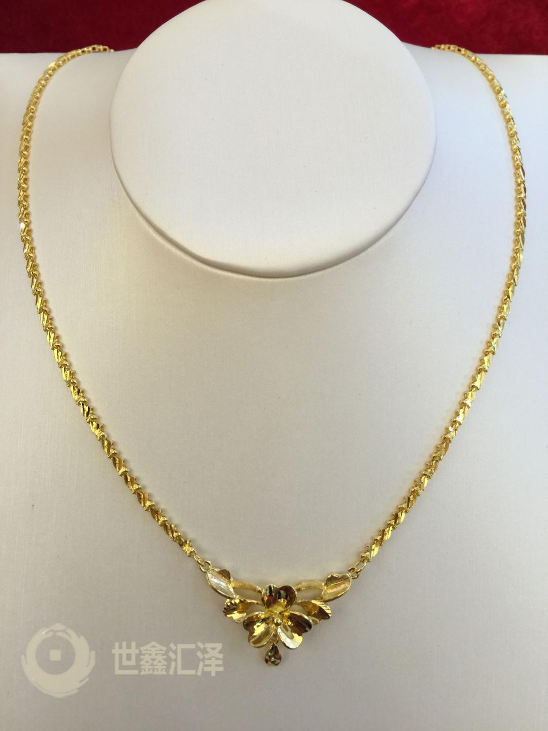 世鑫汇泽典当 千足金小金花项链项链材质:千足金黄金描述:链长约22cm