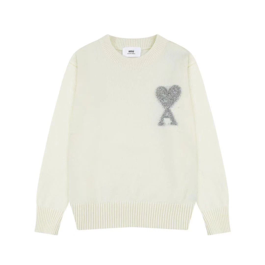 Christmas White Apricot Silver Heart
