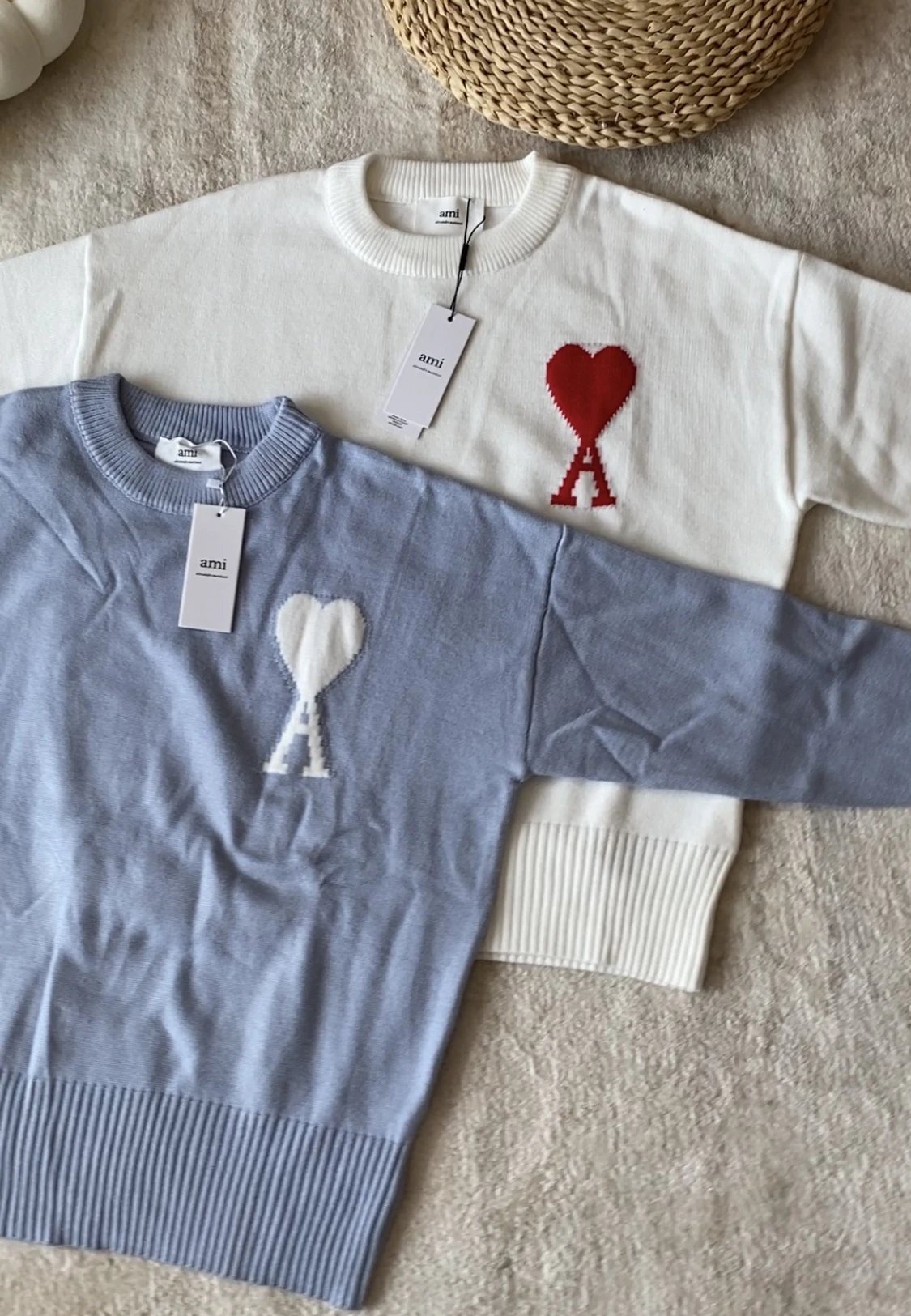 Love round neck sweater knitted wool sweater