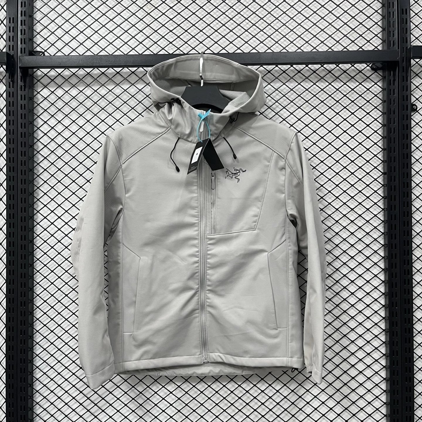 Softshell hooded, white grey