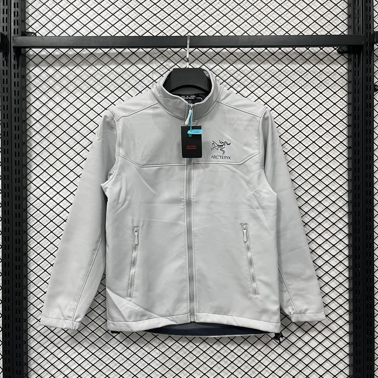 Softshell stand collar, white grey