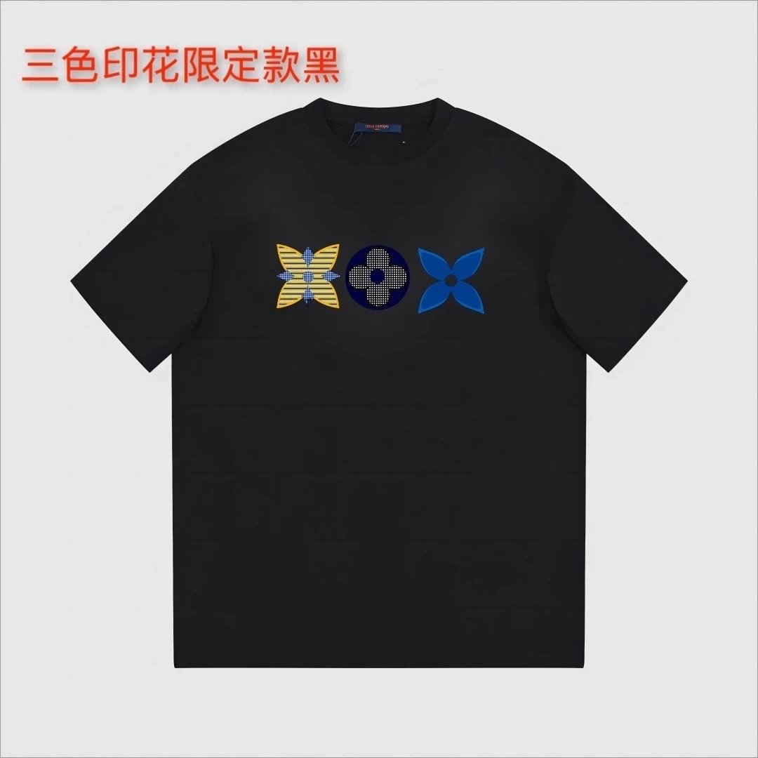 LV T-shirt Tricolor Print Limited Edition Black